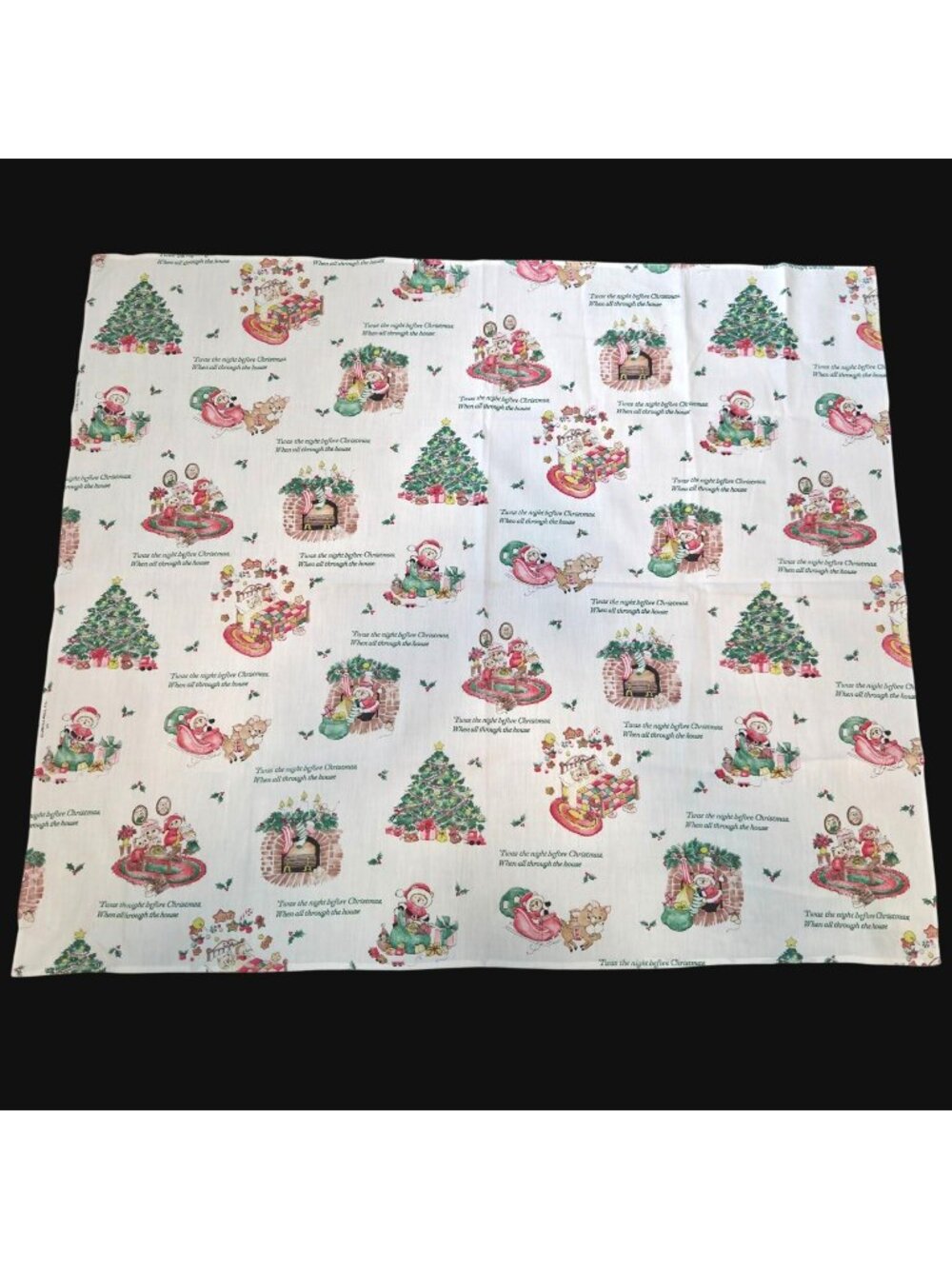 Teddy Bear Santas Christmas Cotton Fabric Twas The Night Before Christmas 1 Yard